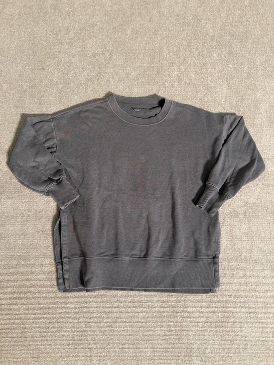 aerie Tops - Aerie Women’s Charcoal Gray Cozy Split Hem Oversized Crewneck Sweatshirt - Small